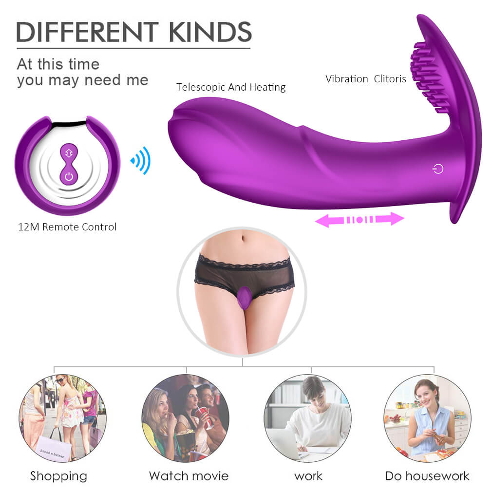 7 Kinds Telescopic Vibration Intelligent Heating Vibrator Wearable Sex Toy - Adult Toys