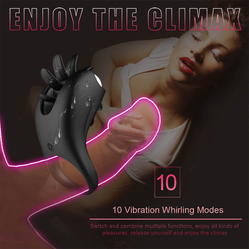 Multiple Vibration Rotation Penis Ring Prolong Ejaculation Sex Toy - Adult Toys 