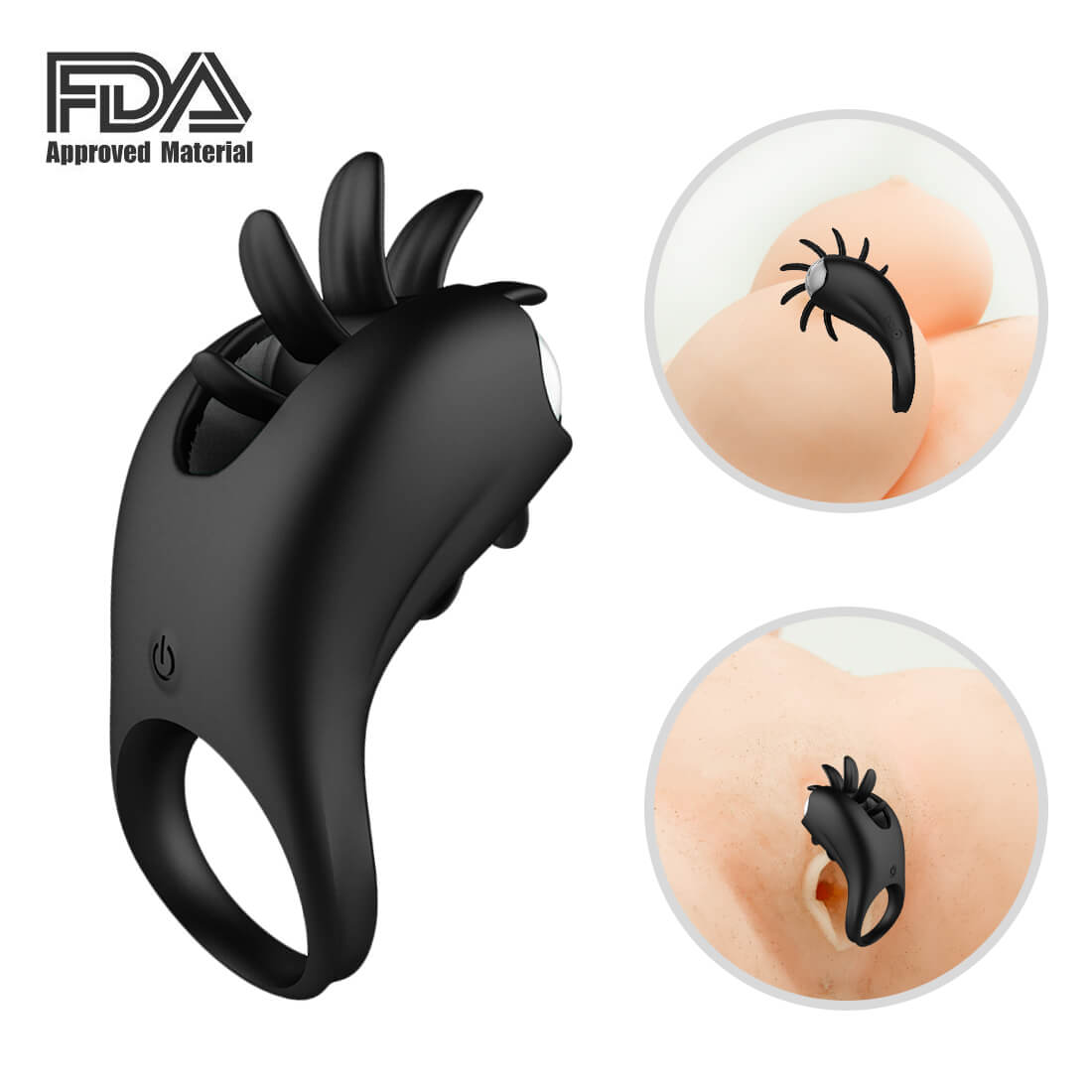 Multiple Vibration Rotation Penis Ring Prolong Ejaculation Sex Toy - Adult Toys