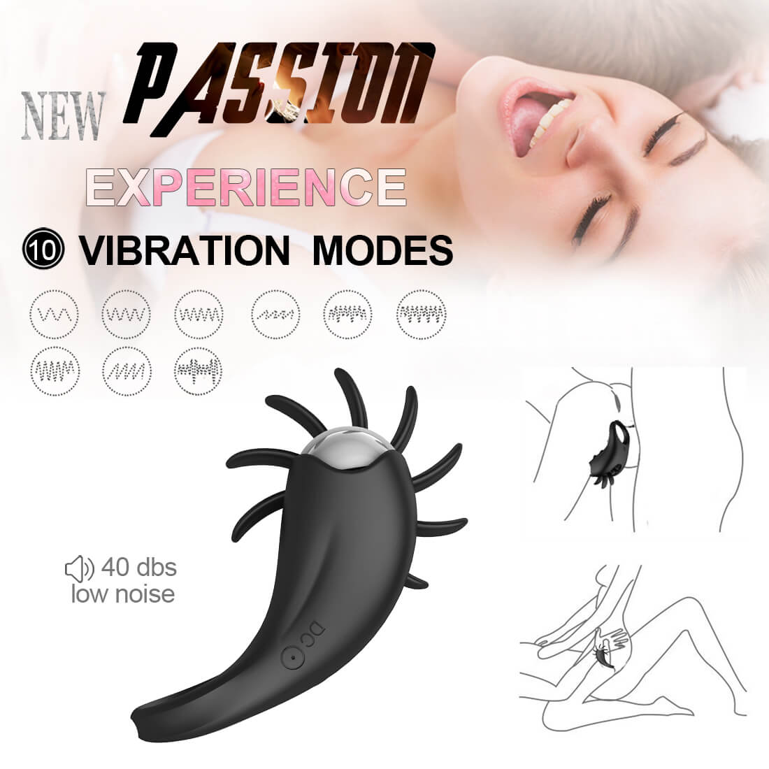 Multiple Vibration Rotation Penis Ring Prolong Ejaculation Sex Toy - Adult Toys