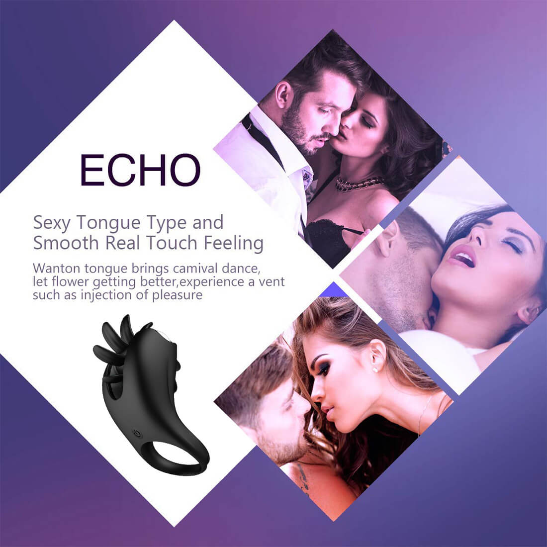 Multiple Vibration Rotation Penis Ring Prolong Ejaculation Sex Toy - Adult Toys