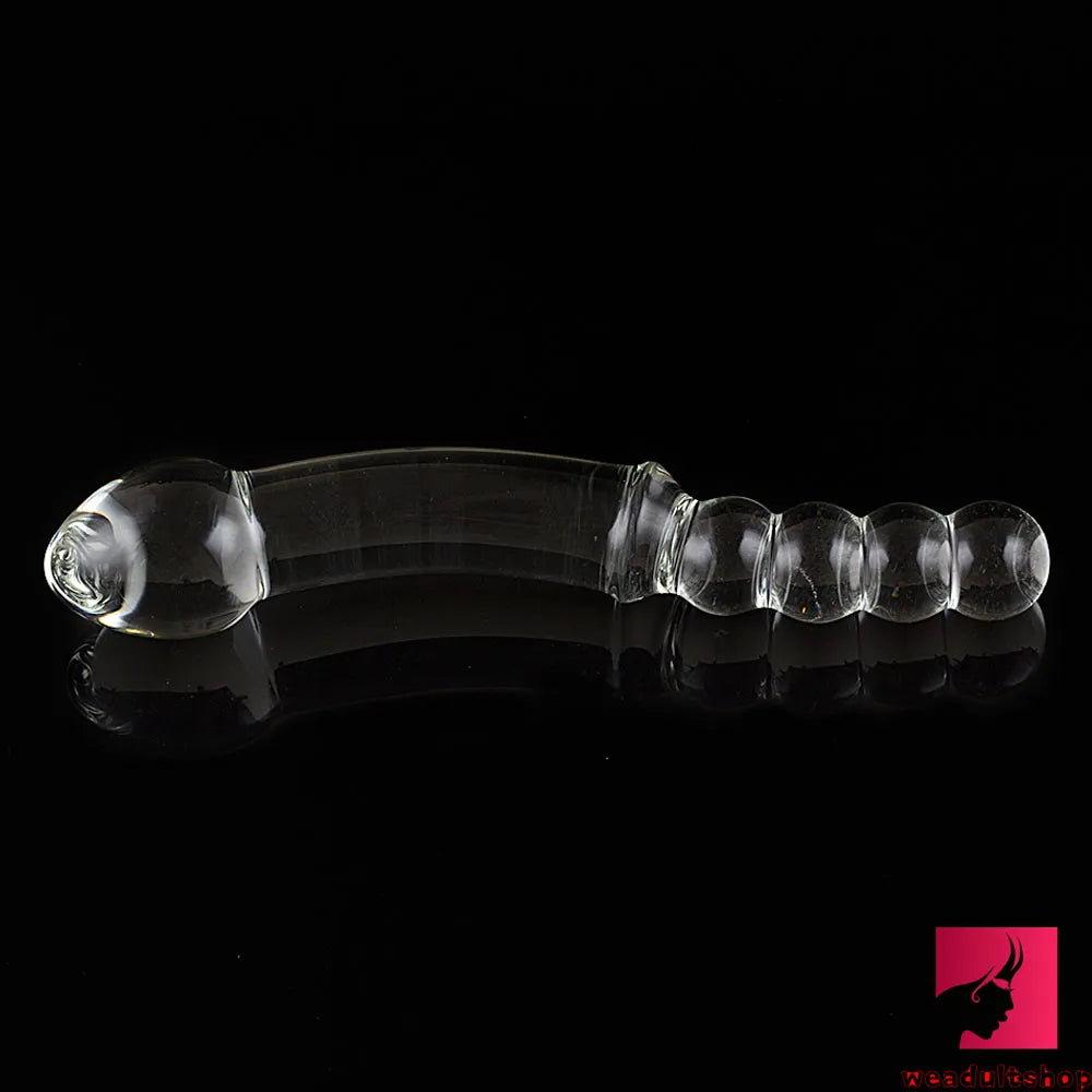 10.43in Large Long See Through Glass Dildo With Anal Beads