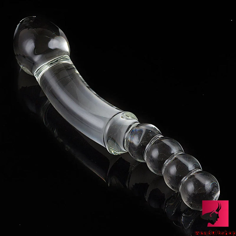 10.43in Large Long See Through Glass Dildo With Anal Beads