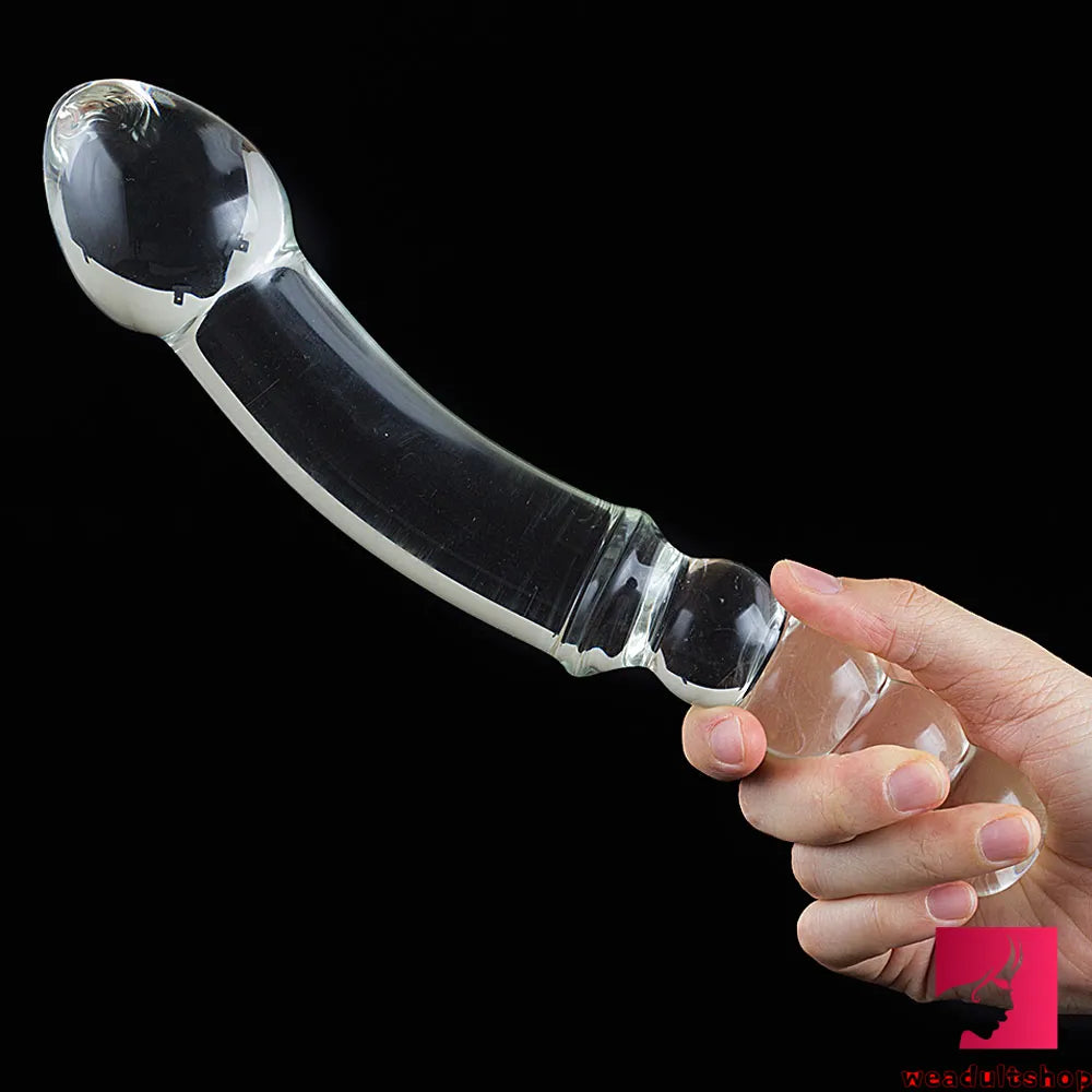 10.43in Large Long See Through Glass Dildo With Anal Beads
