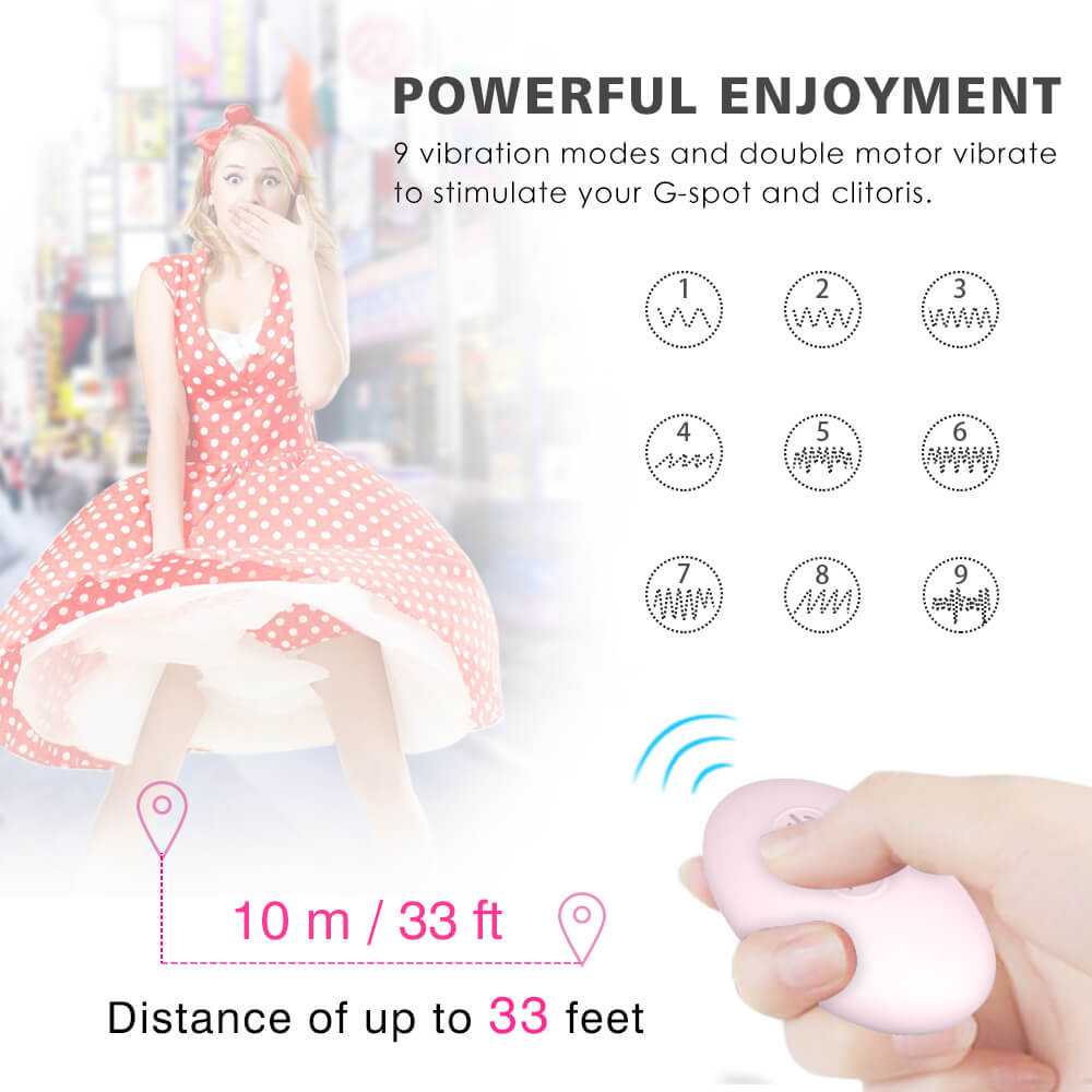 Wearable Invisible 9 Vibration Modes Double Motor Vibrator - Adult Toys