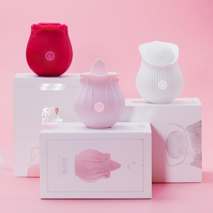Omysky Rose Flower Toy With Tongue Licking Sucking Vibrator Weadultshop