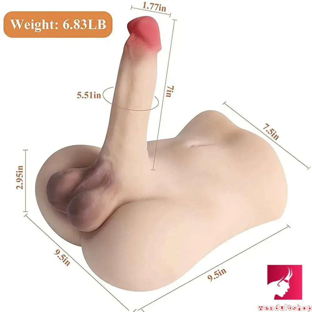 6.83lb Adult Male Sex Torso Dildo With Tender Pink Glans
