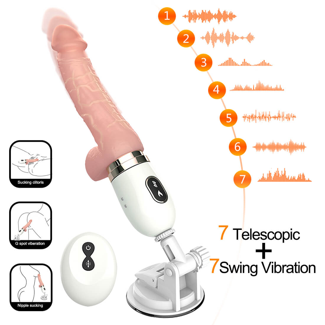 Realistic Vibration Dildo Heating Telescopic Dildo Gun Automatic Sex Machine - Adult Toys