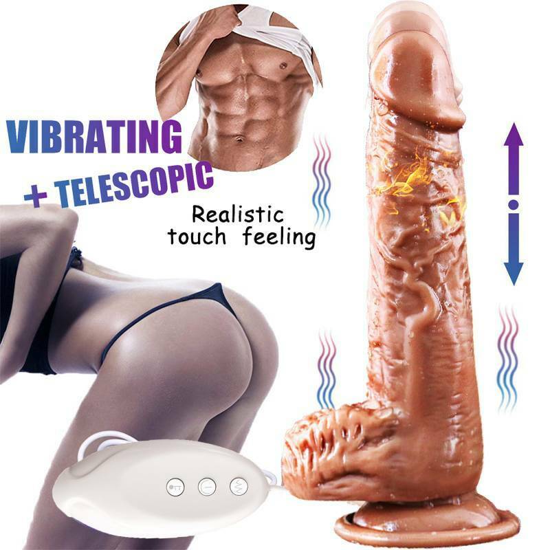 Telescopic Thrusting Heating Dildo Prostate Stimulation Vibrator - Adult Toys