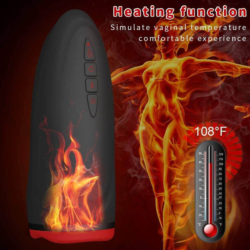 Male Sex Toy 7 Vibration Sucking Modes Heating Mouth Vagina