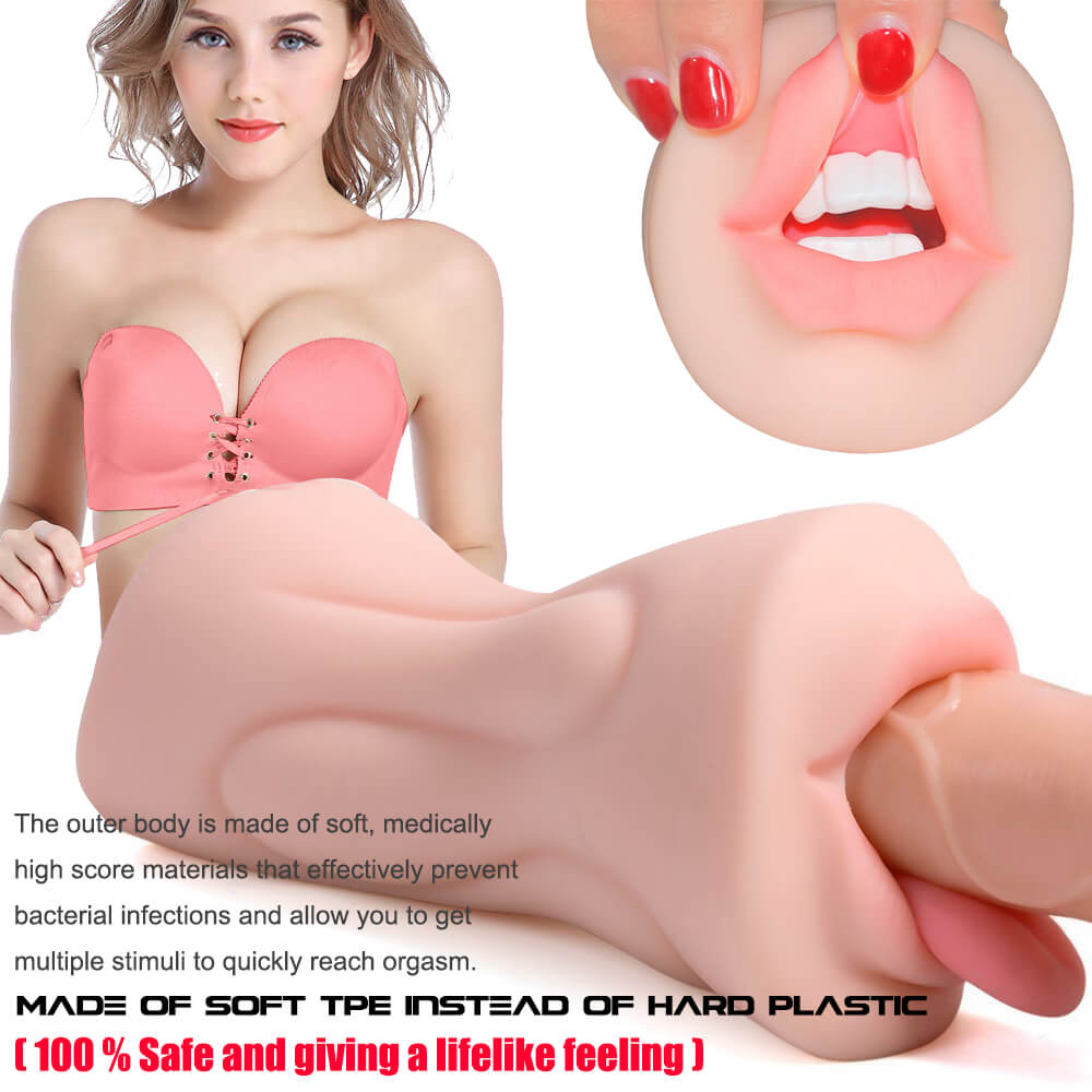 3D Realistic Oral Blow Job Deep Throat Vagina Pocket Pussy Stroker - Adult Toys