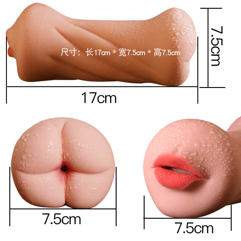 3D Dual Hole Anal Oral Pocket Pussy Realistic Silicone Masturbator For Men - Adult Toys