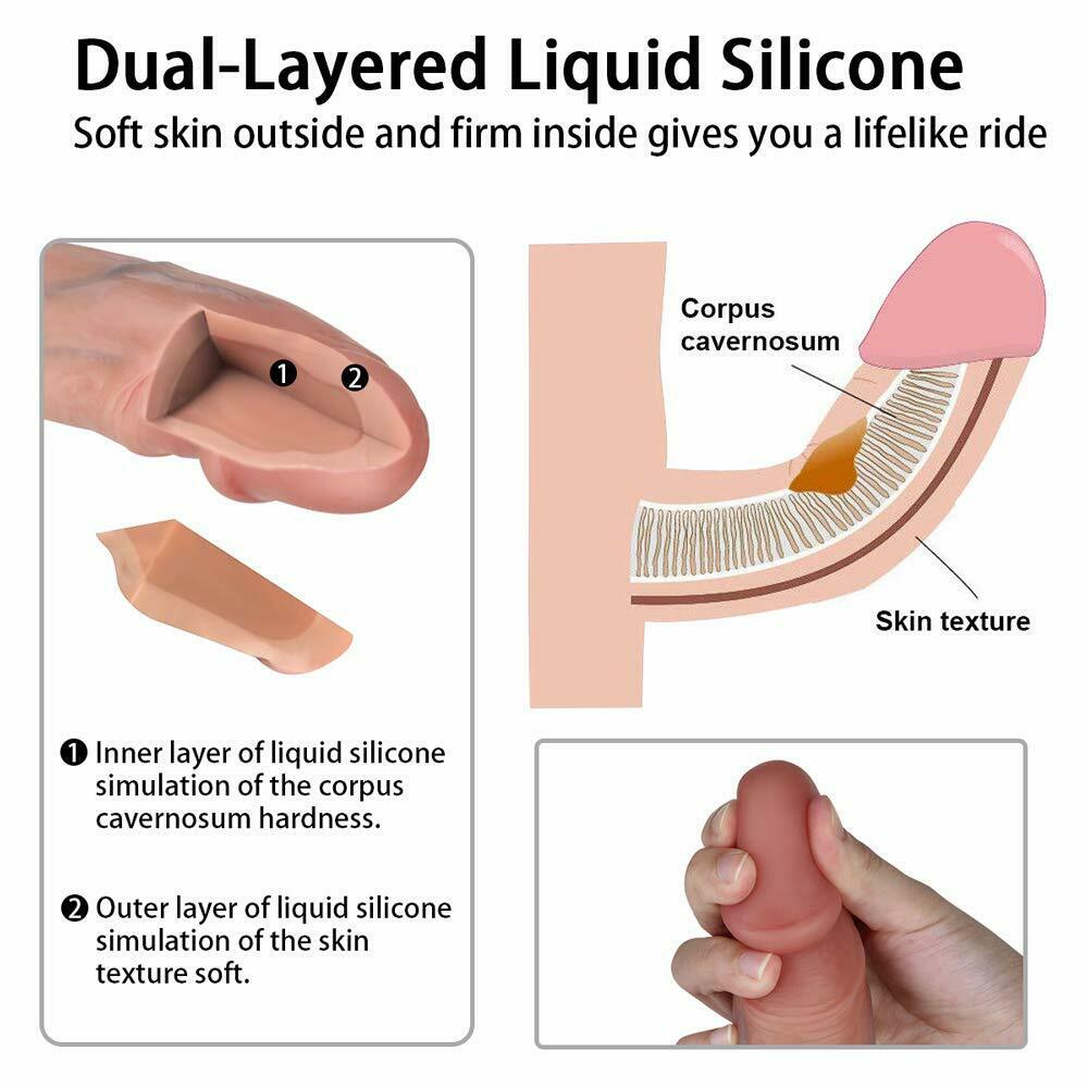 Veined Dildo With Suction Base Dong For Sex Dual Layer Dildo Vibrator - Adult Toys