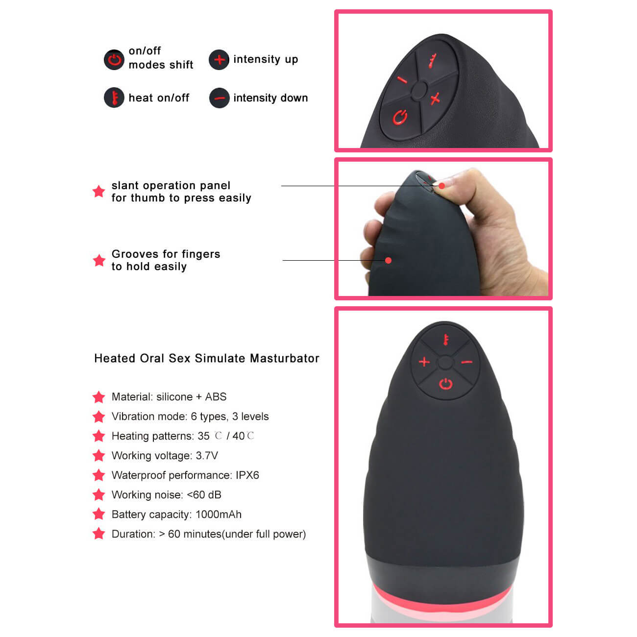 Otouch Upgraded Vibrating Masturbator Intelligent Heating Waterproof Oral Toy - Adult Toys