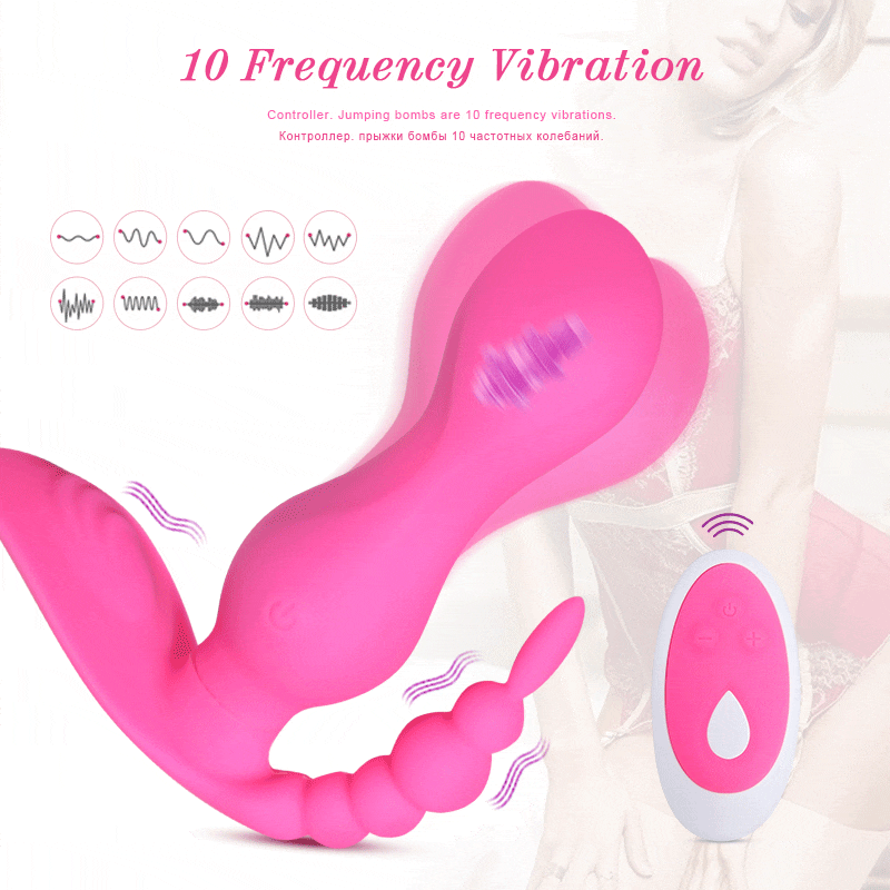 Double-headed Silicone Pull Beads Wireless Remote Control Vibrator Weadultshop