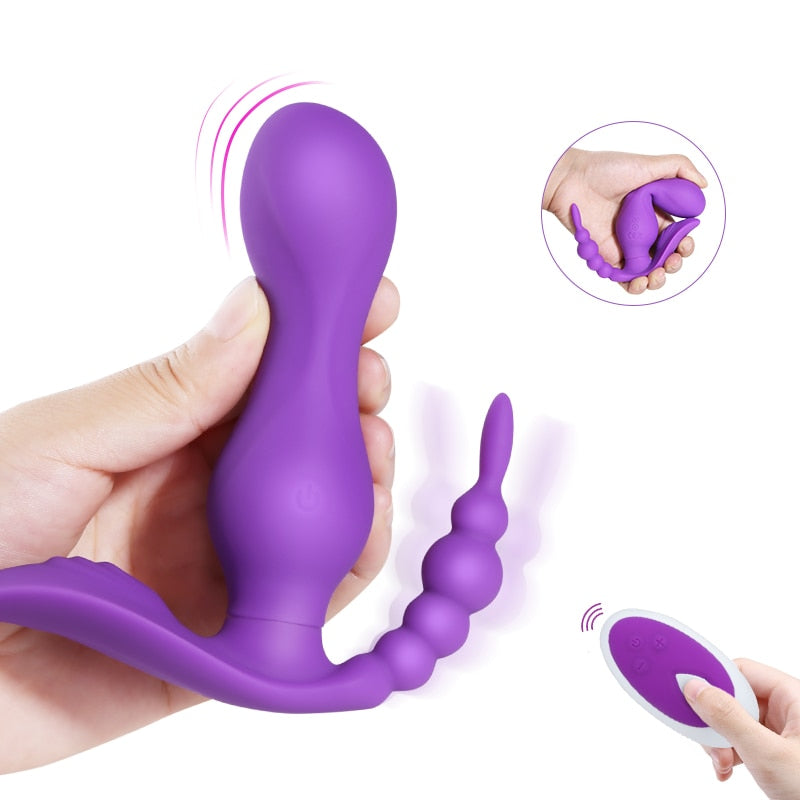 Double-headed Silicone Pull Beads Wireless Remote Control Vibrator Weadultshop