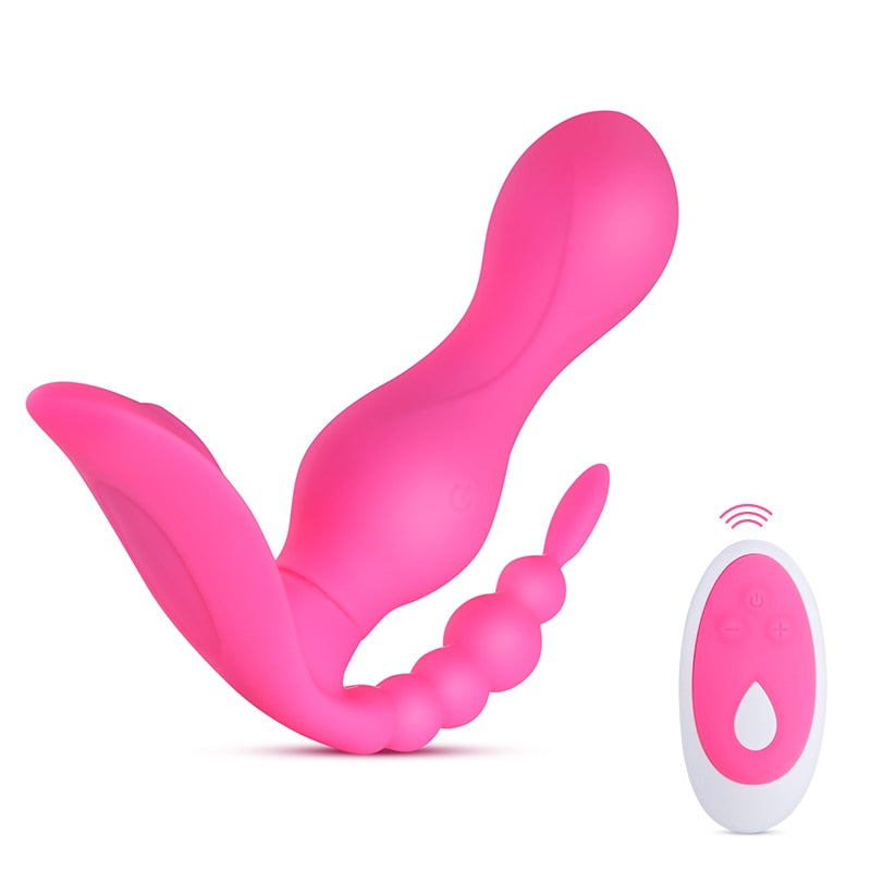 Double-headed Silicone Pull Beads Wireless Remote Control Vibrator Weadultshop
