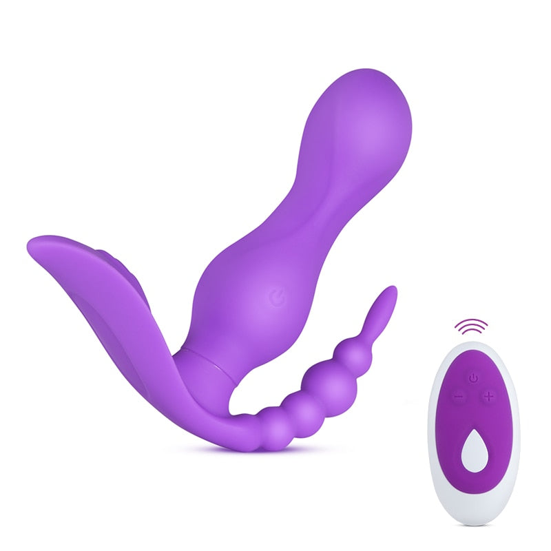 Double-headed Silicone Pull Beads Wireless Remote Control Vibrator Weadultshop