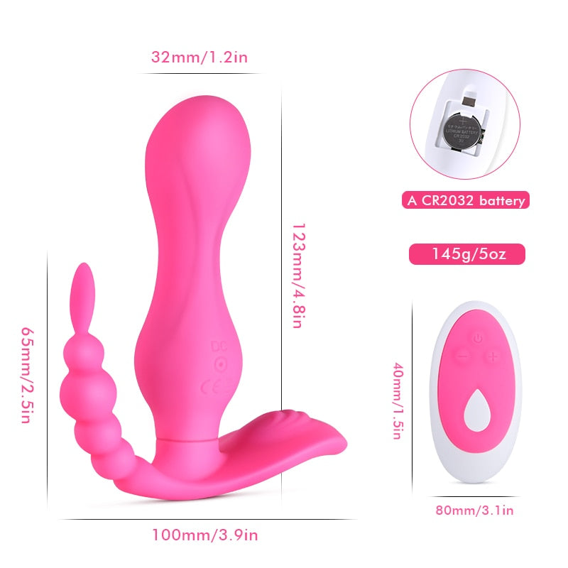 Double-headed Silicone Pull Beads Wireless Remote Control Vibrator Weadultshop