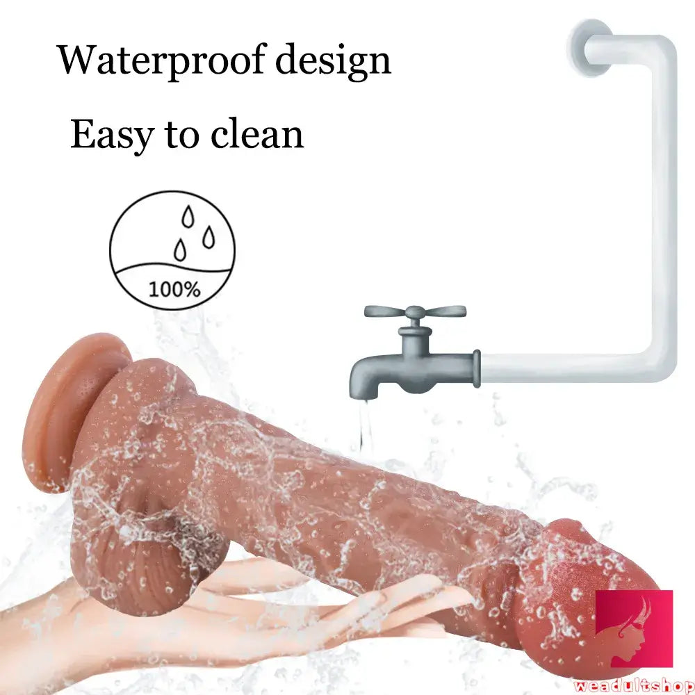 8.27in Real Feeling Dual Density Uncut Dildo With Moving Foreskin