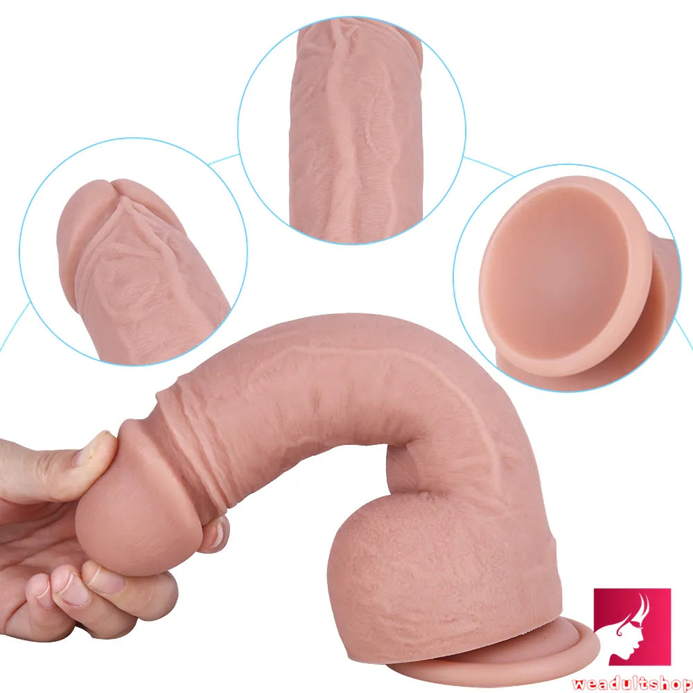 8.26in Soft Single Layer Silicone Big Dildo For Vagina Anal Massage