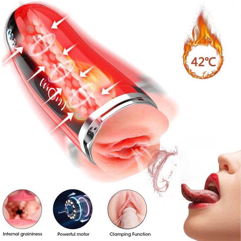 Pickup Suction Sex Toy Heating Voice Penis Stroker - Adult Toys