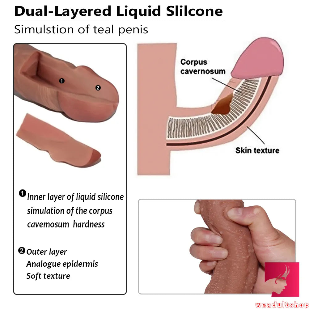 8.26in Double Layer Silicone Lifelike Dildo Adult Sex Toy