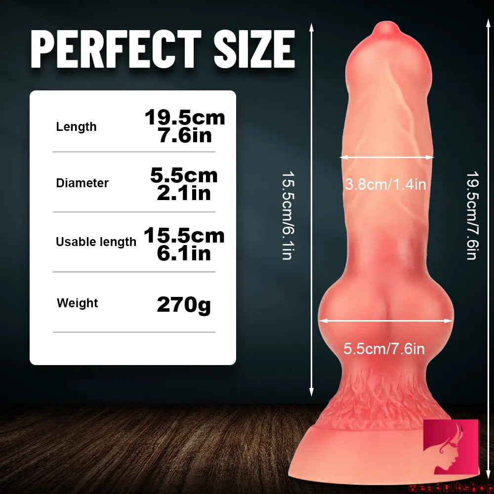 7.6in Soft Fantasy Dog Animal Penis Dildo For Anal Massaging