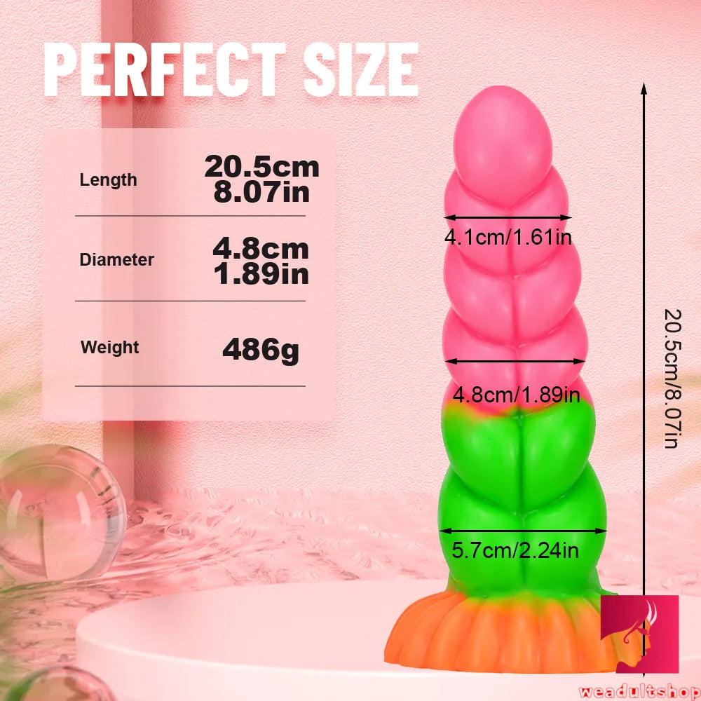 8.07in Fantasy Spiral Flexible Butt Plug Dildo For Women Orgasm