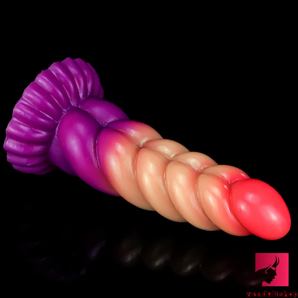 8.07in Ombre Spiral Dildo With Pink Tender Glans For Fucking