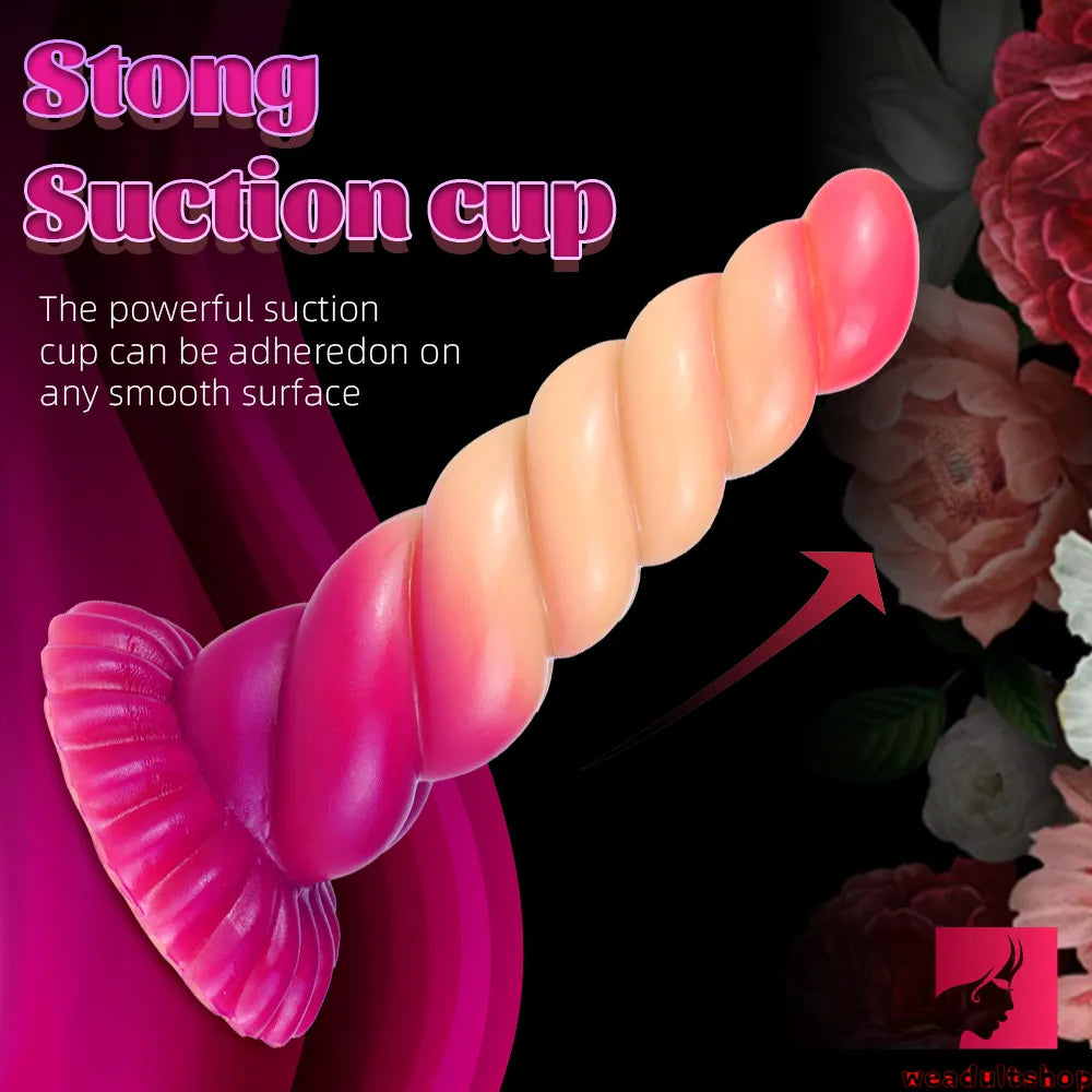 8.07in Ombre Spiral Dildo With Pink Tender Glans For Fucking