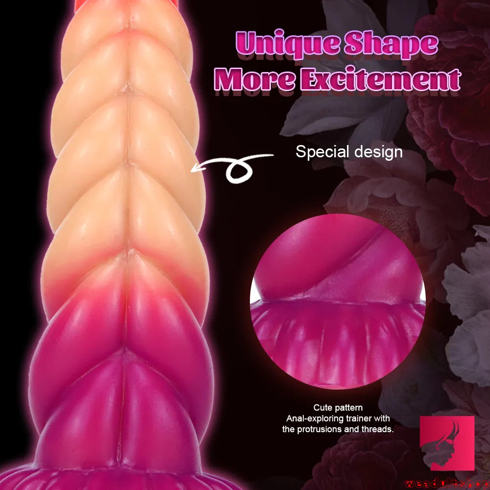 8.07in Ombre Spiral Dildo With Pink Tender Glans For Fucking