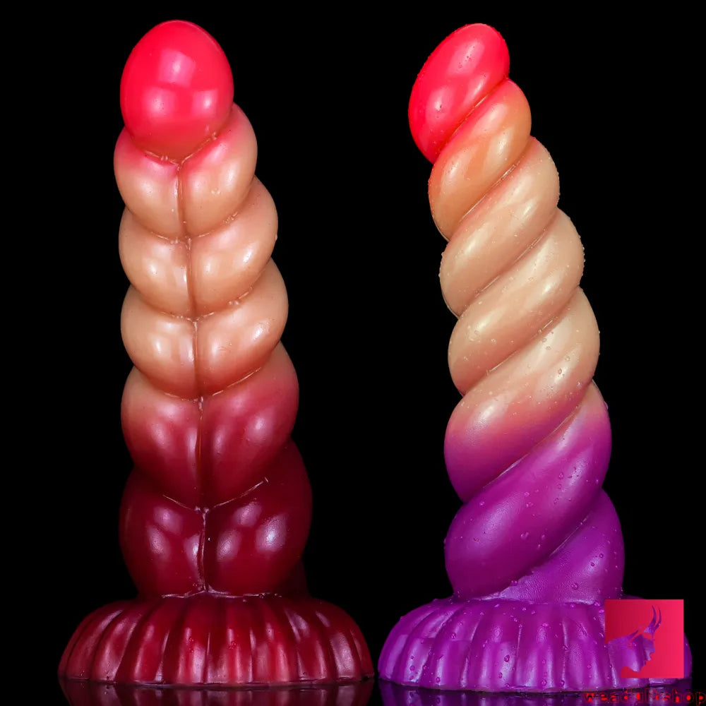 8.07in Ombre Spiral Dildo With Pink Tender Glans For Fucking