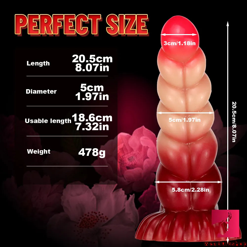 8.07in Ombre Spiral Dildo With Pink Tender Glans For Fucking