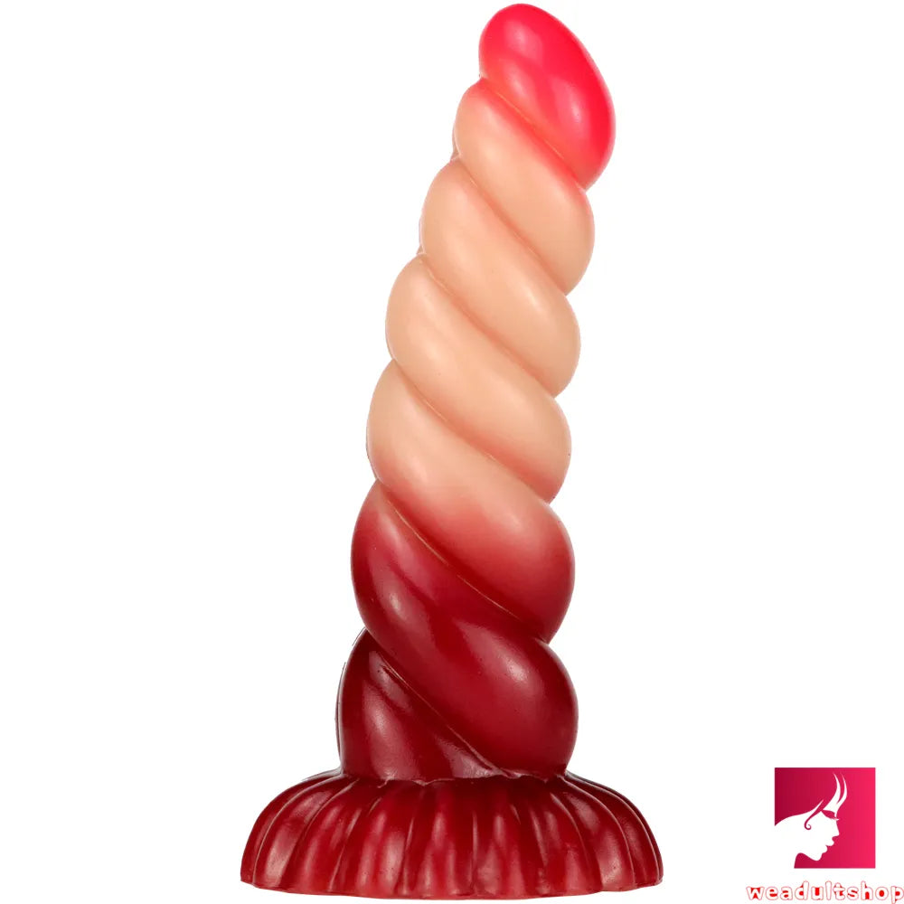 8.07in Ombre Spiral Dildo With Pink Tender Glans For Fucking