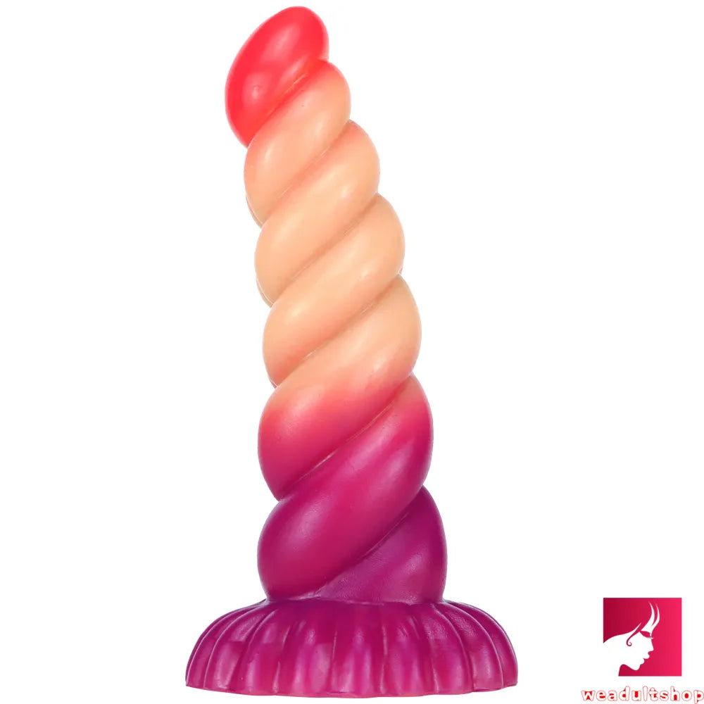 8.07in Ombre Spiral Dildo With Pink Tender Glans For Fucking