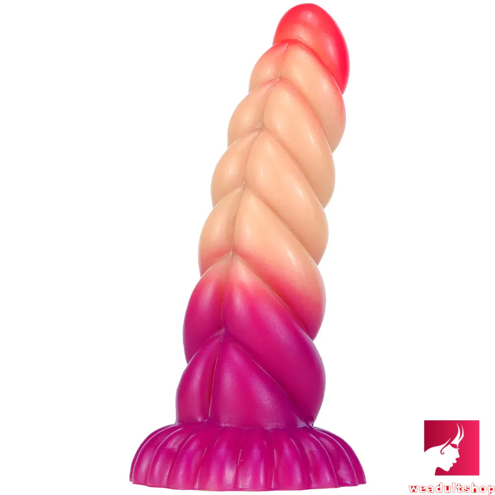8.07in Ombre Spiral Dildo With Pink Tender Glans For Fucking