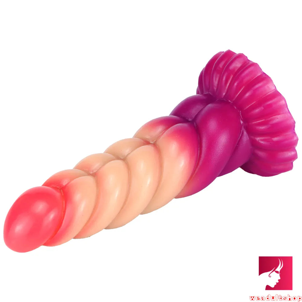 8.07in Ombre Spiral Dildo With Pink Tender Glans For Fucking