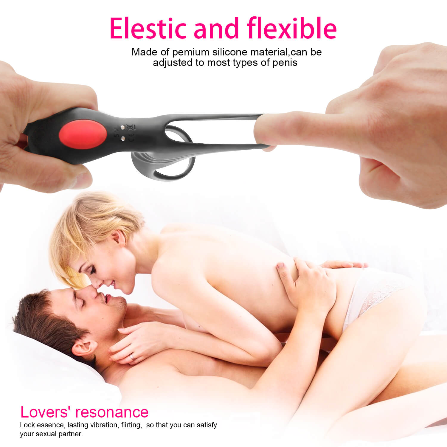9 Vibration Modes Dual Loops Cock Ring Portable Electric Massage Toy - Adult Toys