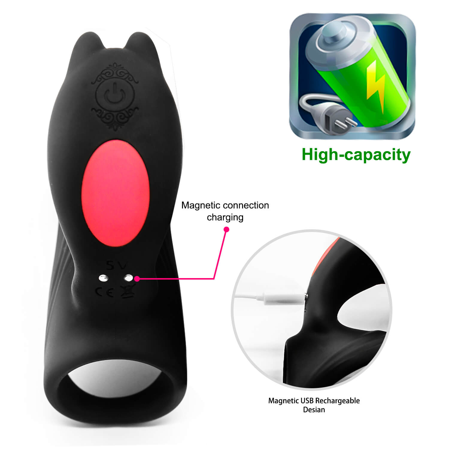 9 Vibration Modes Dual Loops Cock Ring Portable Electric Massage Toy - Adult Toys