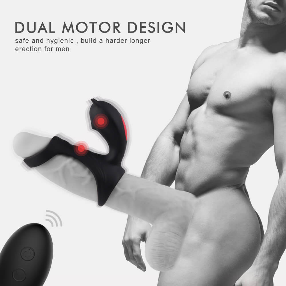 9 Vibration Modes Dual Loops Cock Ring Portable Electric Massage Toy - Adult Toys