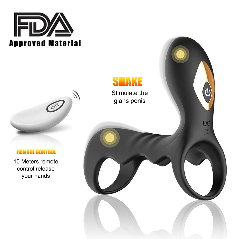 10 Vibration Modes Double Penis Rings Delay Ejaculation Adult Toy - Adult Toys