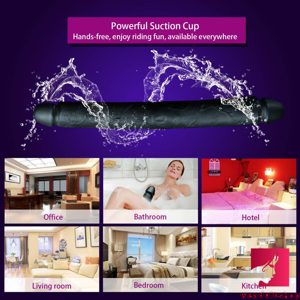 18.11in Long Skinny Dildo Smooth Double Soft Silicone Kiss Sex Toy weadultshop