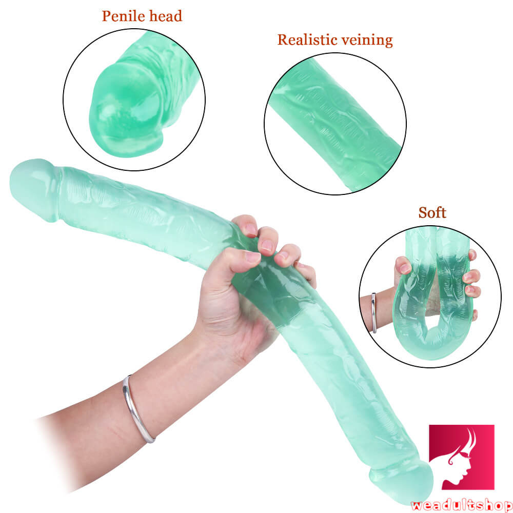 18.11in Long Skinny Dildo Smooth Double Soft Silicone Kiss Sex Toy weadultshop