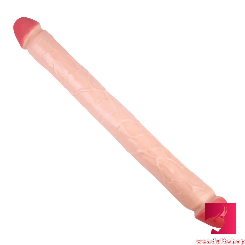 18.11in Long Skinny Dildo Smooth Double Soft Silicone Kiss Sex Toy weadultshop