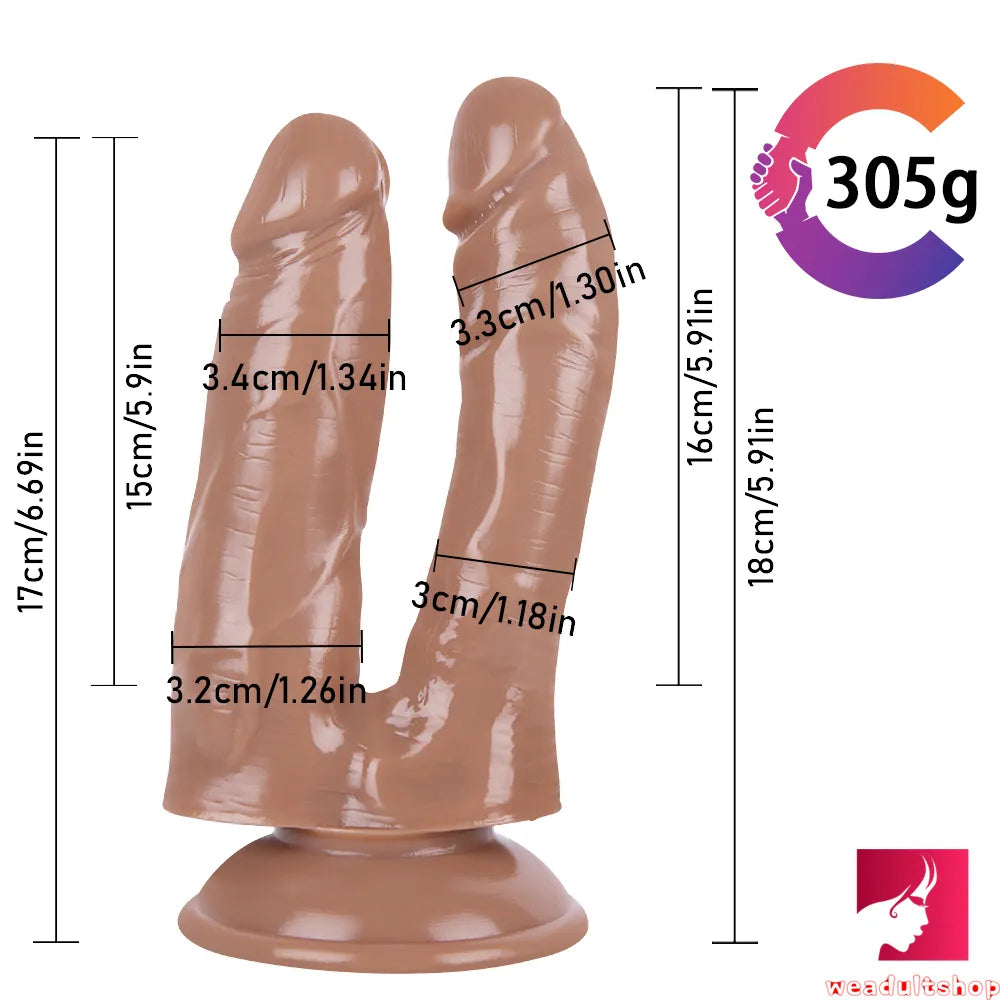6.69in Real Looking Double Ended Dildo For Lesbian Masturbation