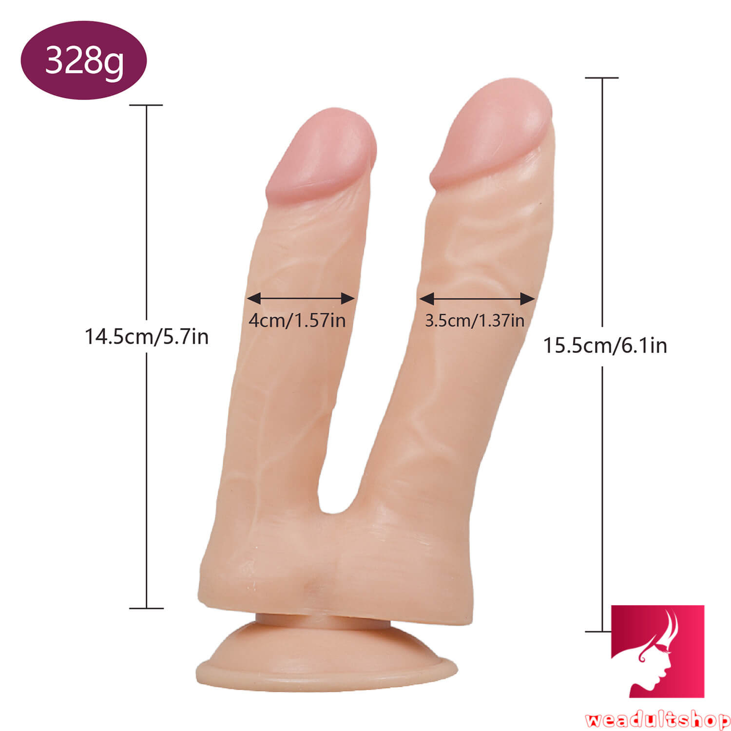 7.1in Double Headed Black Dildo With Sucker Anal Sex Toy For Women Weadultshop