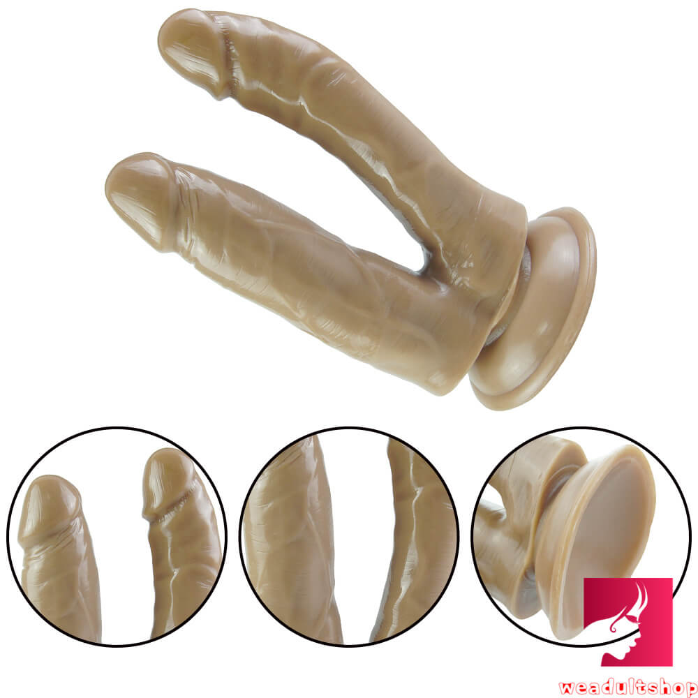 7.1in Double Headed Black Dildo With Sucker Anal Sex Toy For Women Weadultshop