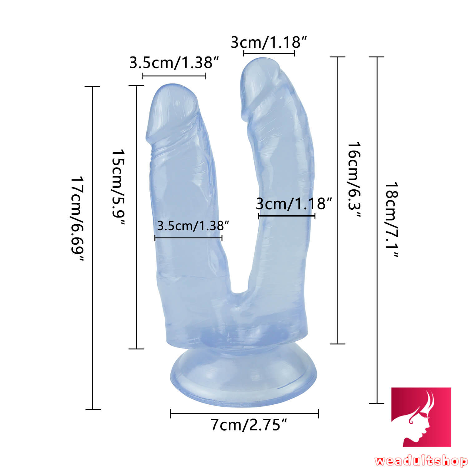 7.1in Double Headed Black Dildo With Sucker Anal Sex Toy For Women Weadultshop