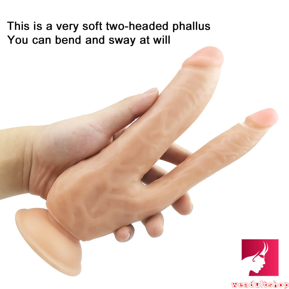 8.07in Flesh Colored Dildo Double Skeleton Dildo For Lesbian weadultshop